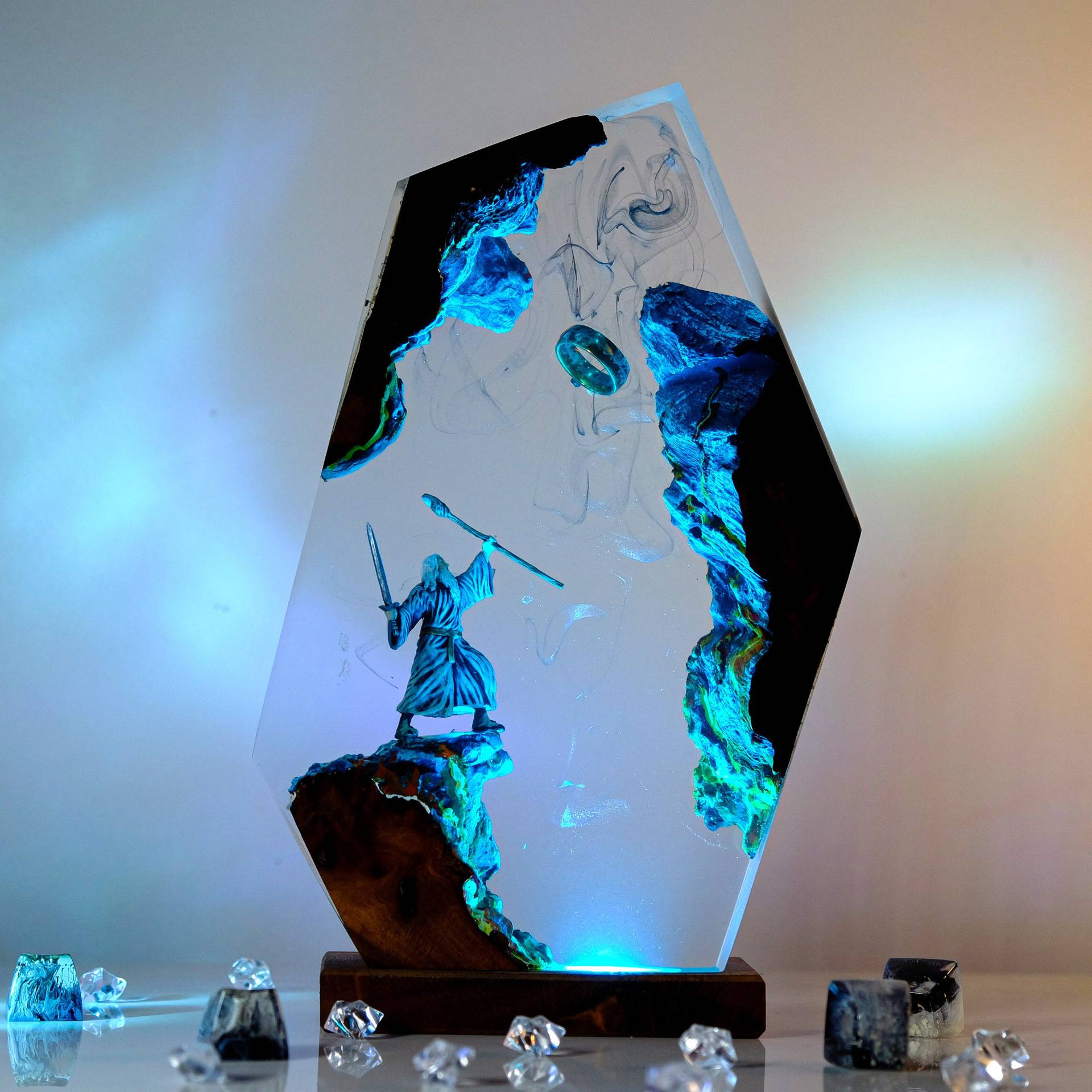 Lighting Christmas Decor - Luminária de Resina com Figura de